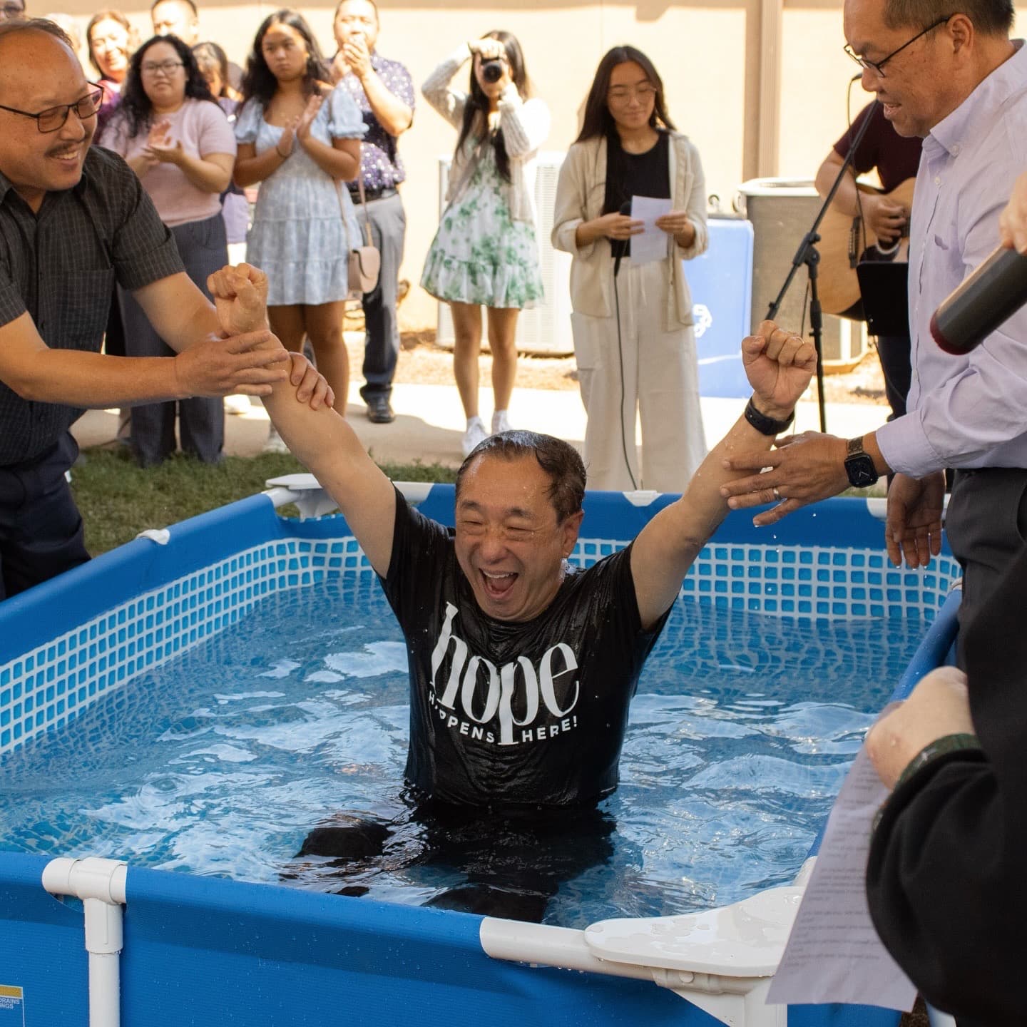 A joyful baptism celebrated by the Victory church family